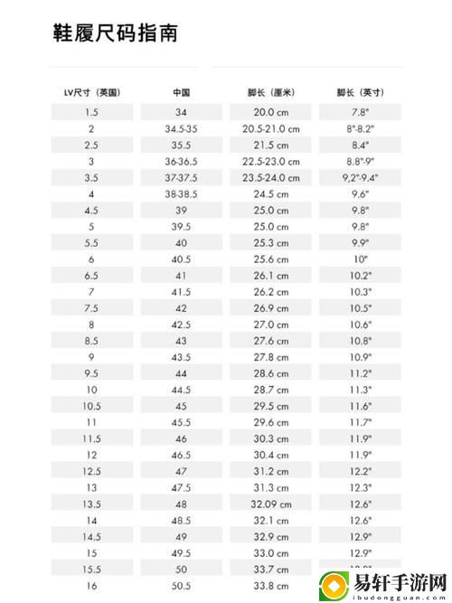  理解欧洲尺码日本尺码美国尺码与欧洲LV的差异